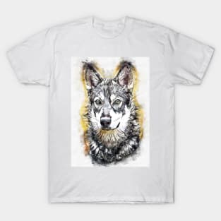 American Alsatian / Dire Wolf Watercolor Abstract Portrait T-Shirt